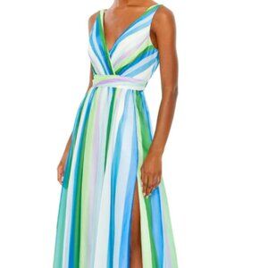 MAC DUGGAL 68151 STRIPED MULTI SLEEVELESS GOWN sz 8